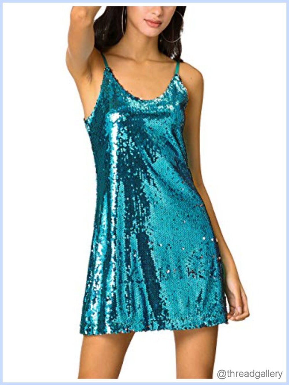 Women's Sequin Party Cocktail Mini Dress Spaghetti Strap V Neck Clubwear